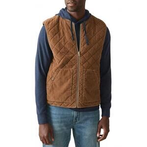 NEW FAHERTY doug good feather's reversible corduroy vest in bark brown